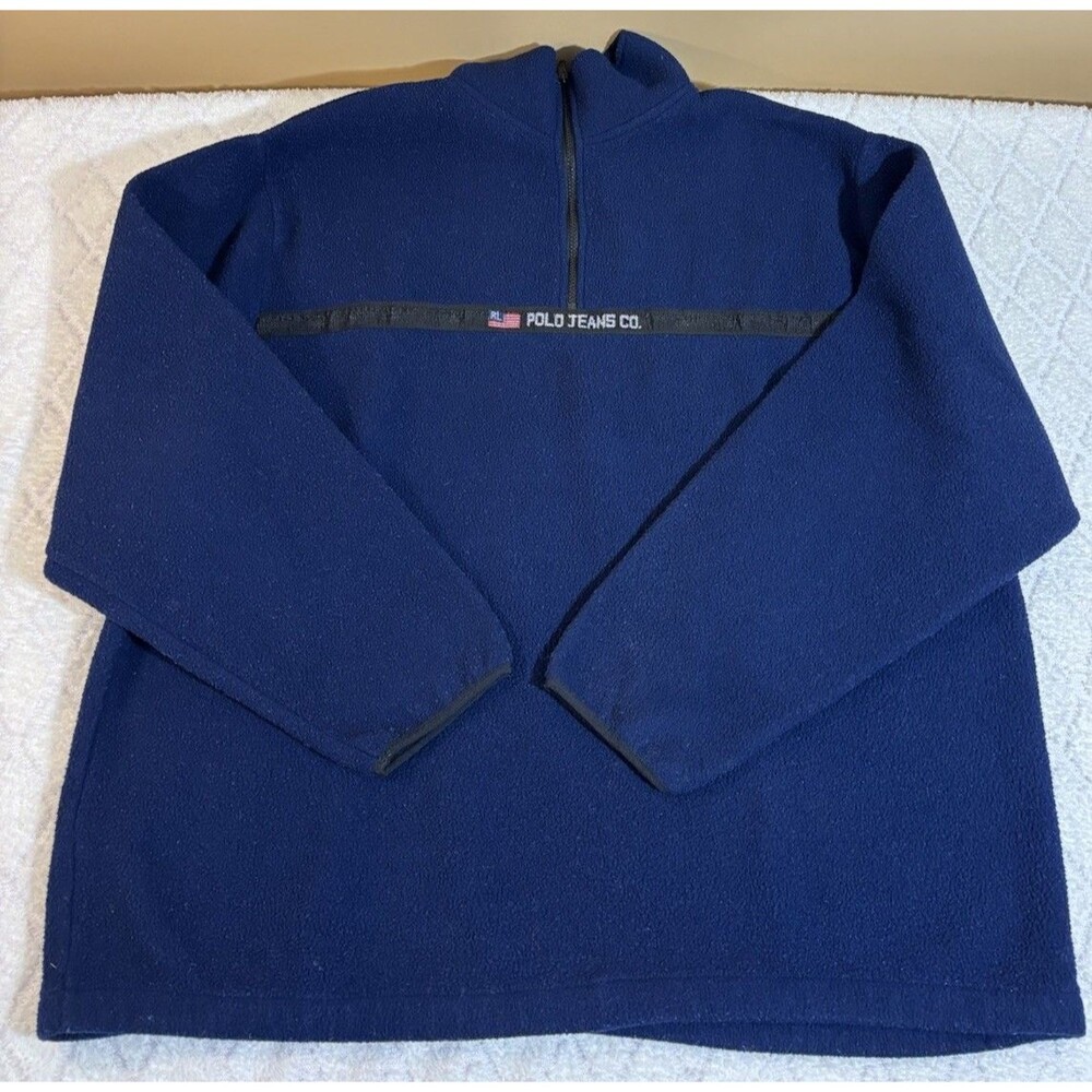 Vintage 90s Ralph Lauren Polo Jeans Co USA Made 1/4 Zip Fleece Jacket Size XL